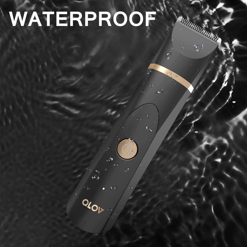 OLOV Electric Body Hair Trimmer - Groin Trimmer for Men - Bikini Trimmer Women - Wet/Dry Shaver Groomer, Replaceable Ceramic Blade Heads, USB Recharge Dock, Waterproof Hygiene Razor,Black - Image 5